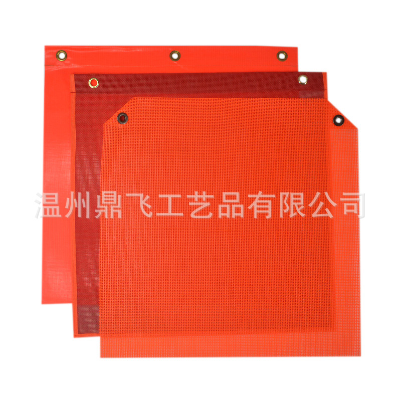 Cross-border Vinyl Coated PVC Mesh Warning Wooden Pole Hand Flag Hook Stretch Leather Warning Flag Hanging