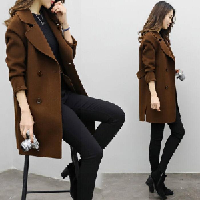 Picture of Foreign trade explosion 2024 autumn and winter new coat woolen coat women's long cocoon double-breasted woolen loose slim