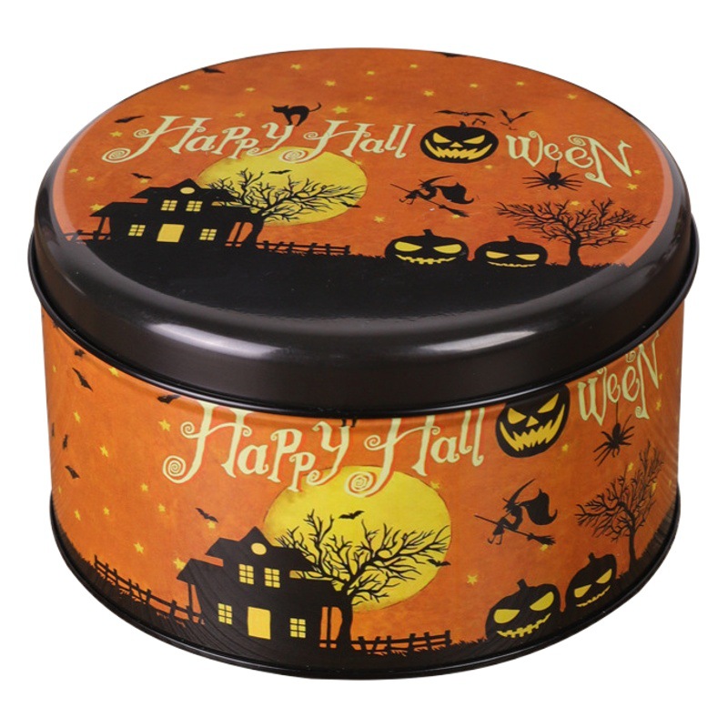 Halloween theme candy box candy biscuit round box children's gift Halloween day castle pumpkin packaging box