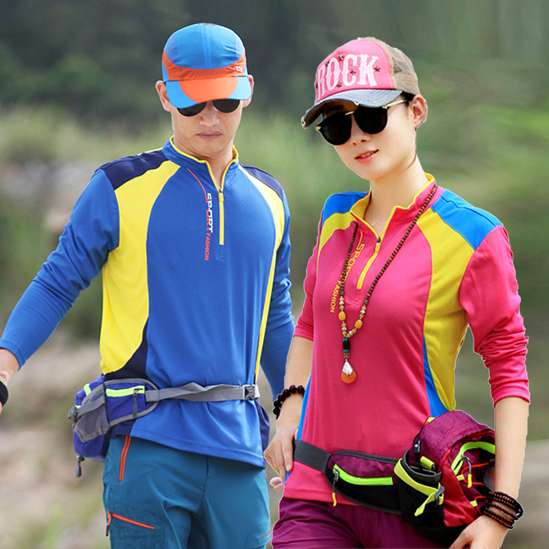 Outdoor Long-sleeved Quick-drying T-shirt Men's Vertical Collar Lovers Women's Quick-drying T-shirt Spring and Autumn Casual Sports Top