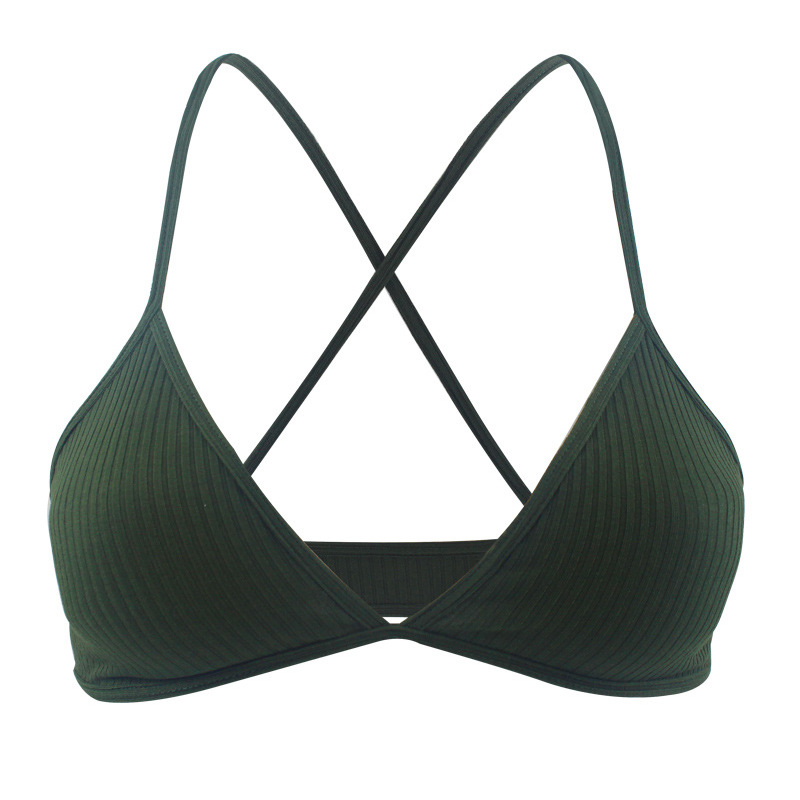 Picture of Thin cotton bralette cross back triangle cup without steel ring comfortable breathable bra light thread underwear