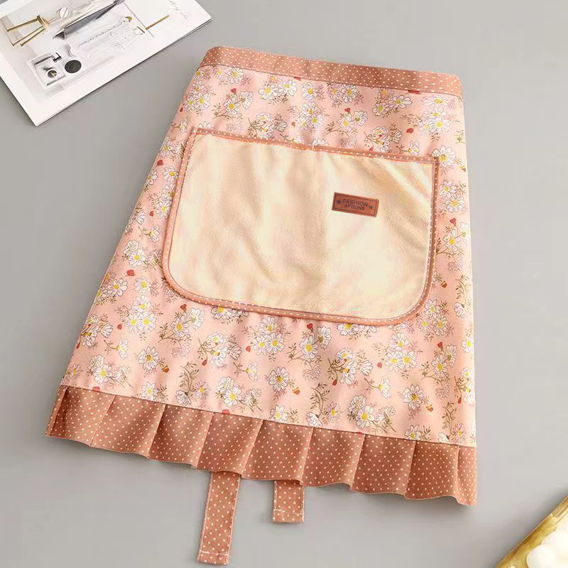 Picture of Canvas Cotton Apron Kitchen Household Wipe Hand Strap Pure Cotton Women's 2023 New Style Western Style Internet Celebrous Princess Cooking