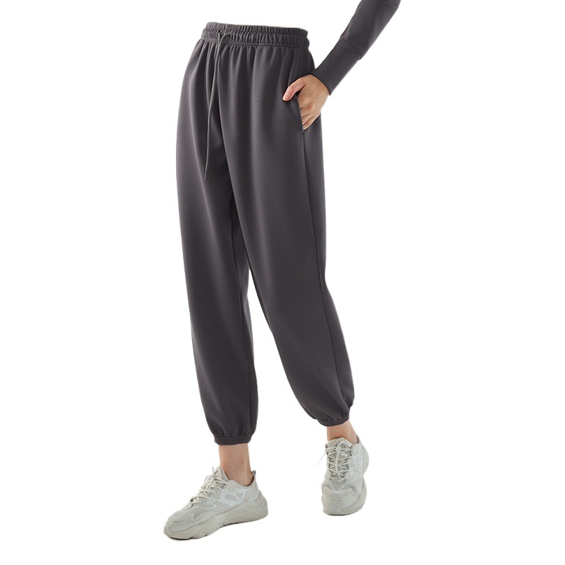 Picture of European and American air layer high waist belly contracting sports pants women's loose draping ankle-tied running casual fitness yoga pants autumn and winter