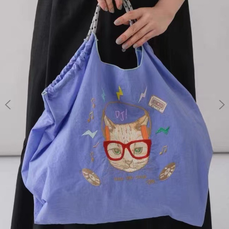 Picture of Japanese homemade ball chain eco-friendly shopping bag nylon embroidered hand canvas bag nylon shopping bag