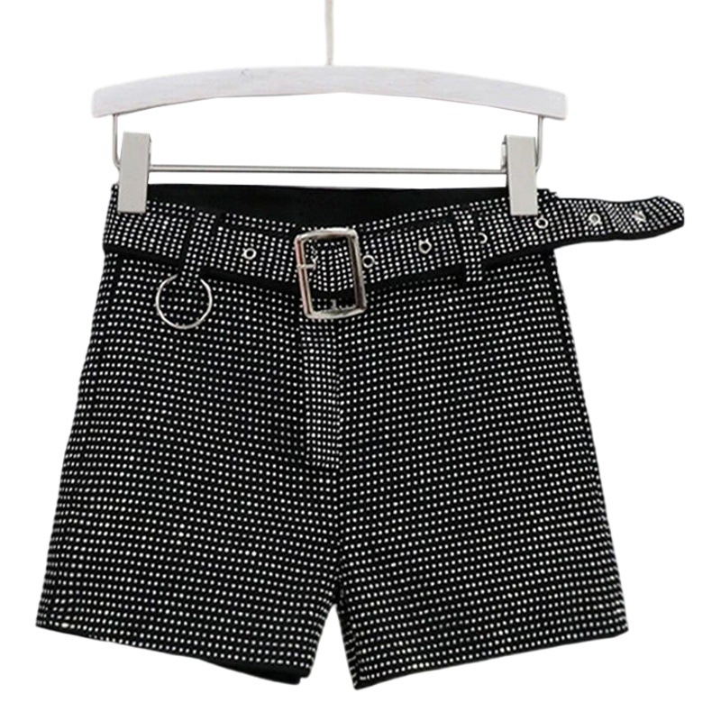 Picture of Full Diamond Shorts Women's Korean-style Celebrity Fragrant Style Fashionable Age-reducing Dopamine Color High-waist Slim-fit Slimming Outer Wear in stock
