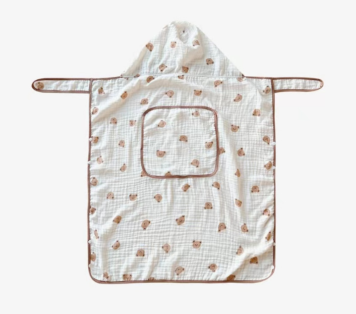 Picture of Korean Style Anti-mosquito Windproof Cloak Baby Blanket Waist Stool Blanket Hooded Baby Breathable Gauze Cloak Sunscreen Cover Blanket