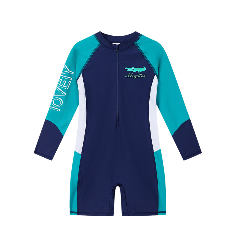 Picture of Summer New Children's Swimsuit Big Children's Long-sleeved Sunscreen Suit Boy's Swimsuit Comfortable Fit Student's Swimsuit