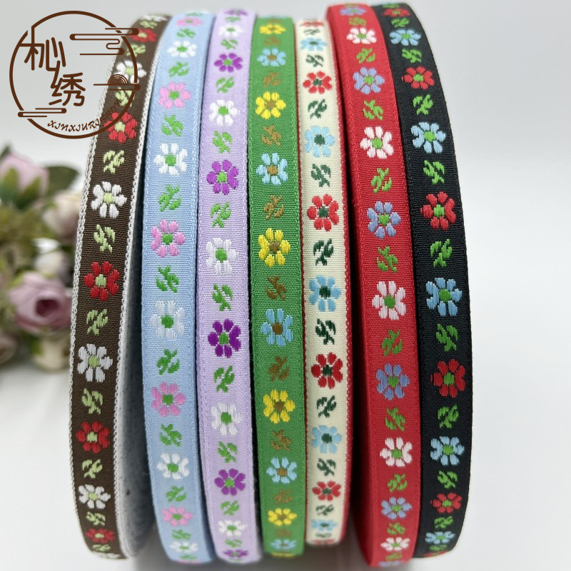 Spot lace with wholesale clothing trim headdress handmade DIY accessories 1.1cm imitation cotton ethnic jacquard ribbon