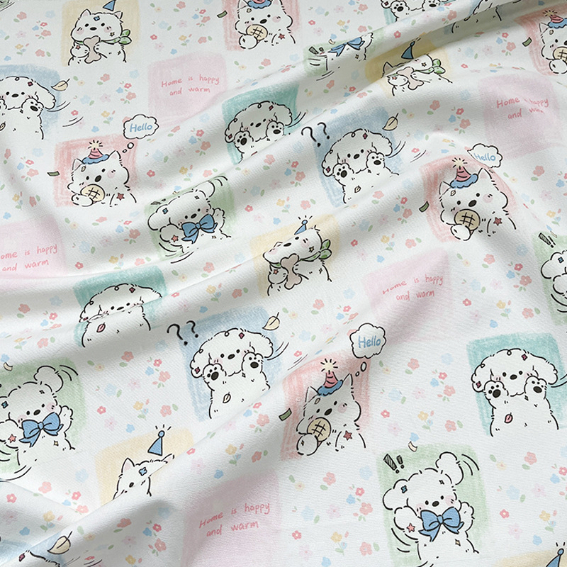 Plaid Puppy Cotton Canvas 1.5m Width 1.0m Price Bag Jacket Vest Handmade DIY Fabric