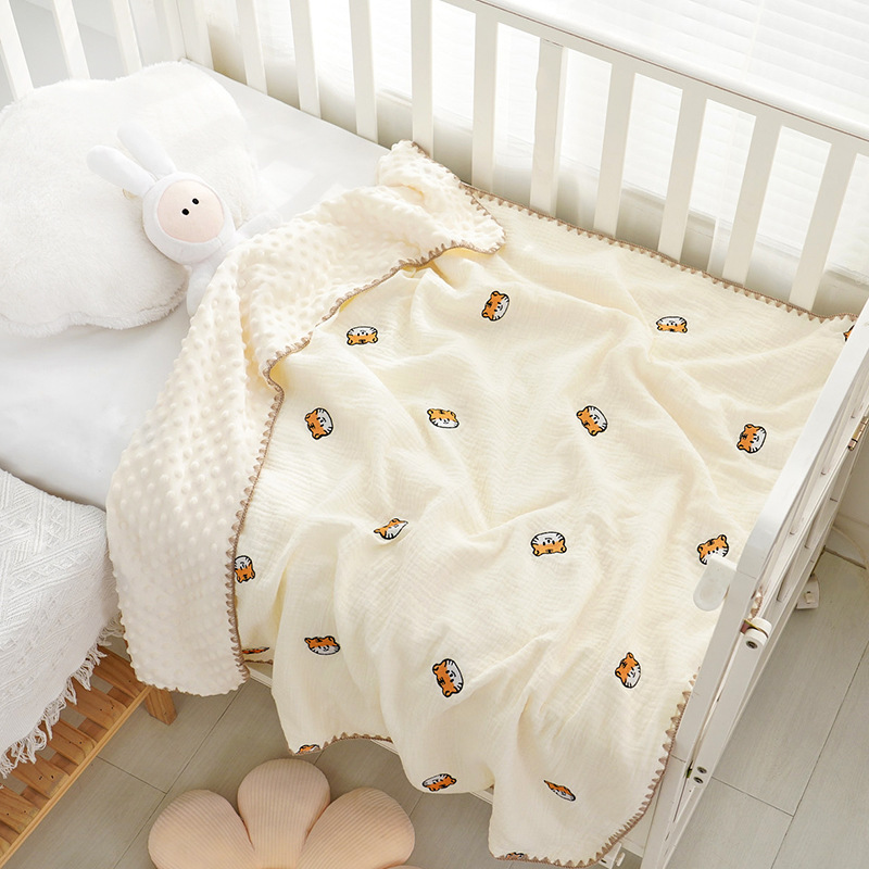 Picture of Bean Blanket Baby Gauze Blanket ins Embroidered Newborn Baby Calming Blanket Children's Blanket Baby's Quilt