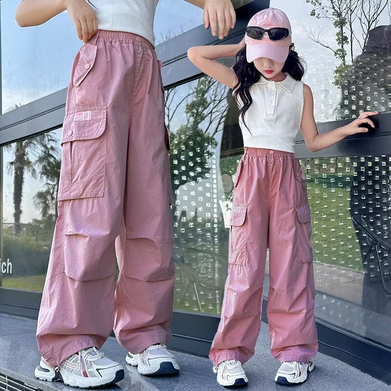 Children's Wear Girls' Pants Summer Middle and Large Children's Workwear Casual Pants Loose Mosquito-proof Girls' Spring and Autumn Trousers Autumn Wear