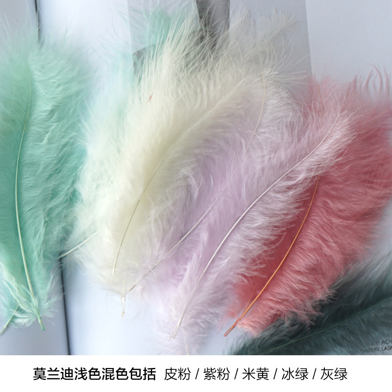 Picture of Colorful Turkey Hair Pointed Tail Velvet Dream Catcher Material Wave Ball Gift Box Filler Shooting Props Feather Decoration