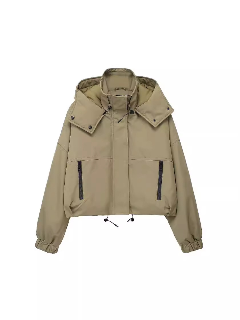 Cross-border Foreign Trade ZA Women's 2024 Summer New Fashion Loose Hooded Short Casual Jacket Coat