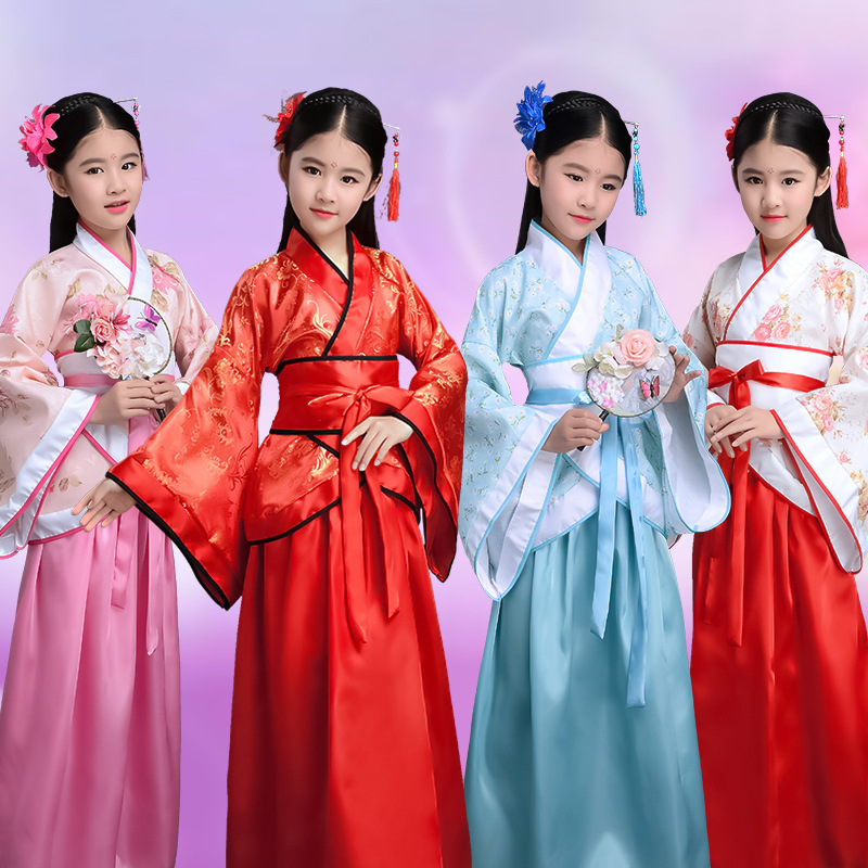 Children's Ancient Costume Female Hanfu Tang Costume Qin Dynasty Spring and Autumn Warring States Three Kingdoms Imperial Concubine Costume Han Dynasty Gege Ancient Performance Costume