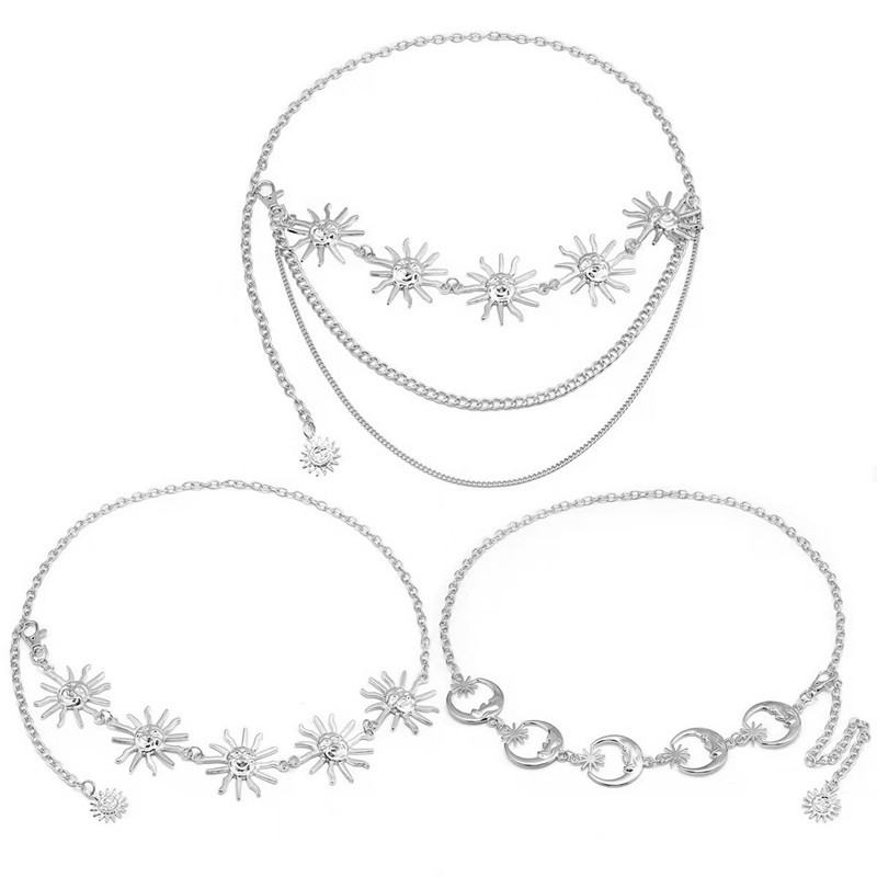 Foreign Trade Waist Chain Women's Metal Sunflower Belt Body Chain European and American Cross-border Atmospheric Adjustable Dress Waist Accessories