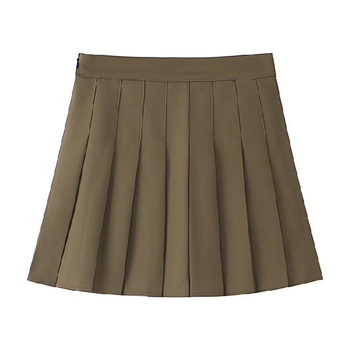 Picture of Four Seasons Short Skirt Women's Pleated Skirt JK Uniform Skirt Fashion Skirt (Long Safety Pants Zipper Button)