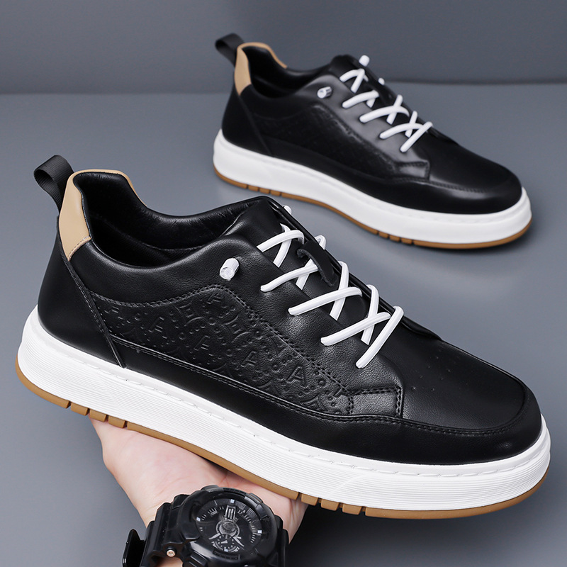 Height-Increasing Men's Shoes 2025 New Cross-Border Trendyy British Leather Shoes Versatile Sneakers Sports Casual White Shoes Wholesale