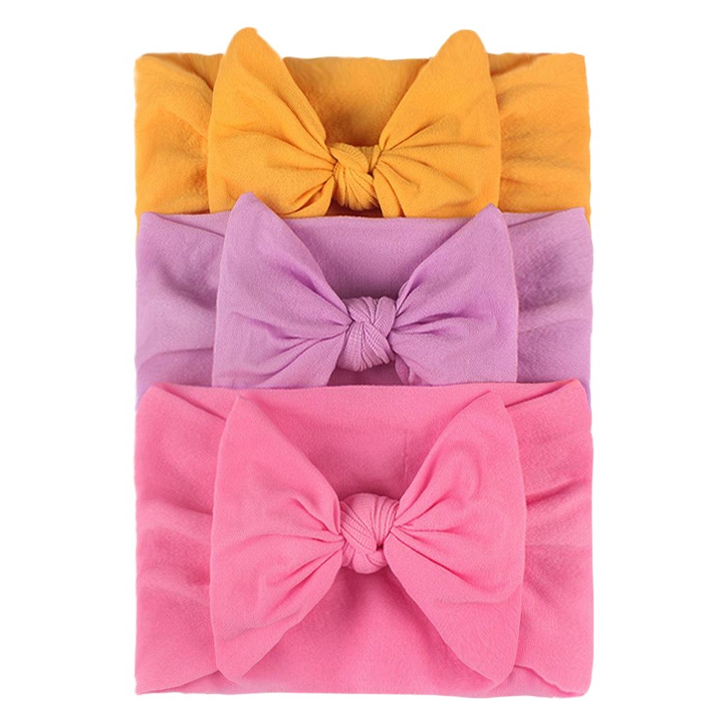 3PCs Nylon Bow Stomp Band Headwear ins Simple Fashion Decoration Baby Hair Band Accessories