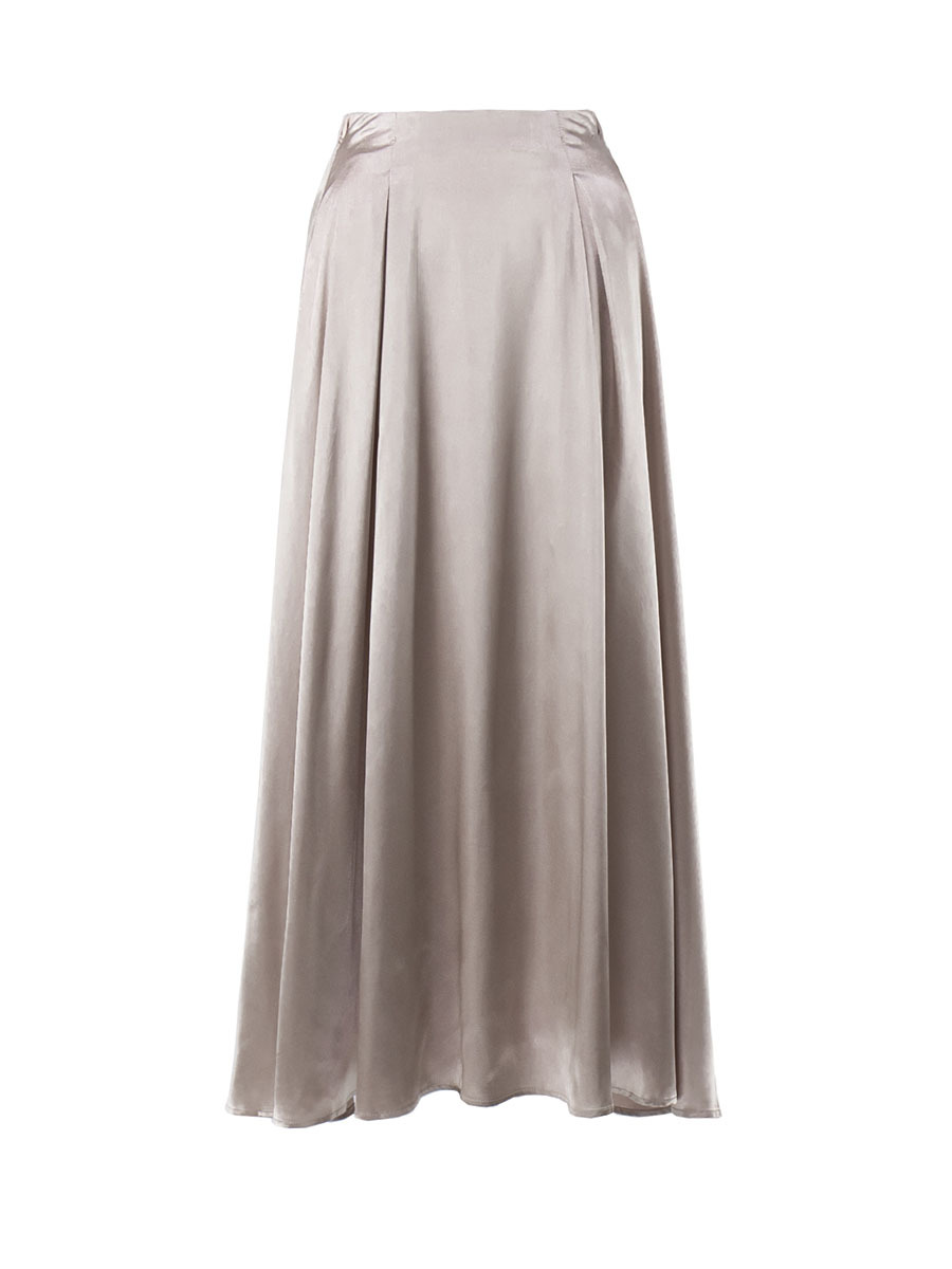 Picture of Cross-Border Women's Skirt, European and American Style, 2025 Summer New Model, Elegant and Graceful, High-Waisted Satin Long Skirt in Satin Fabric