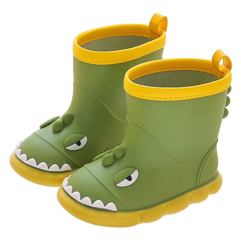 Children's mid-calf rain boots dinosaur cartoon water boots non-slip soft bottom waterproof shoes boys and girls toddler rubber shoes rain boots kids