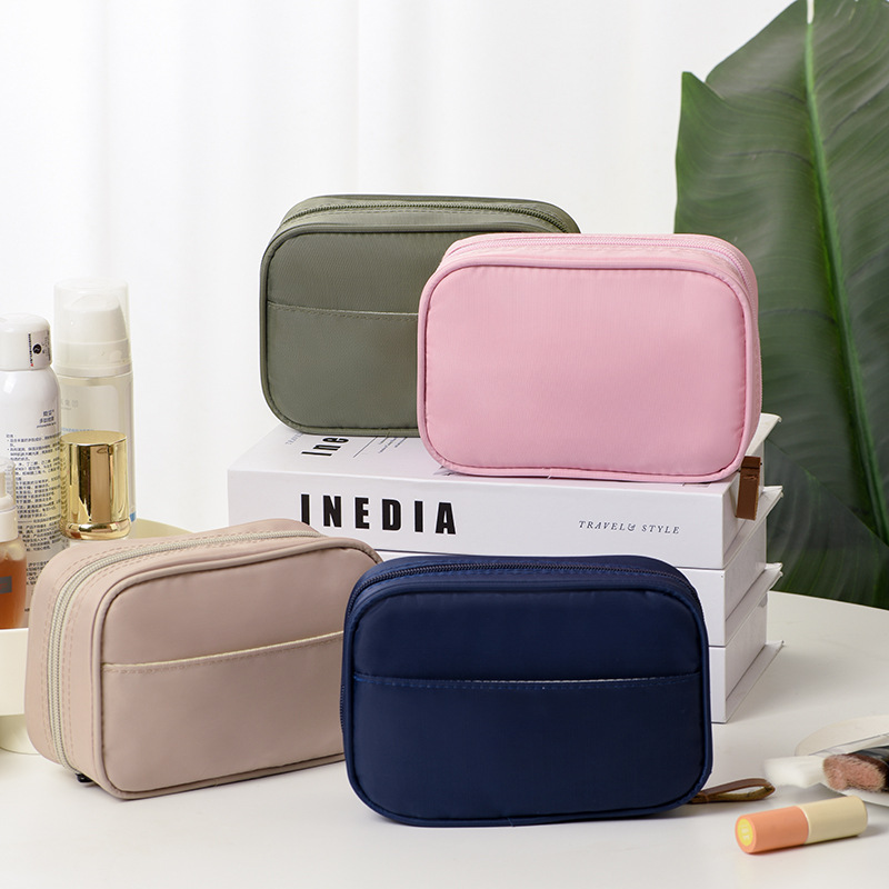 Picture of Solid Color Simple Cosmetic Bag Small High-value Portable Multi-functional Wash Bag Layered Dirt-resistant Large Capacity Storage Bag