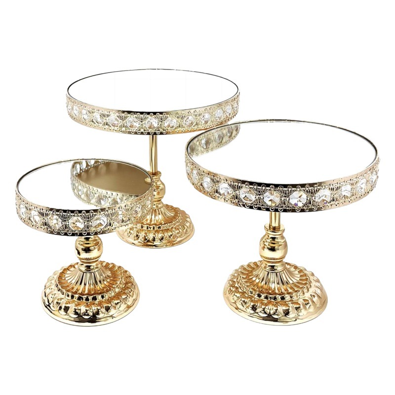Cross-border Hot European Wedding Props Iron Cake Rack Home Decoration Party Crystal Tray Metal Dessert