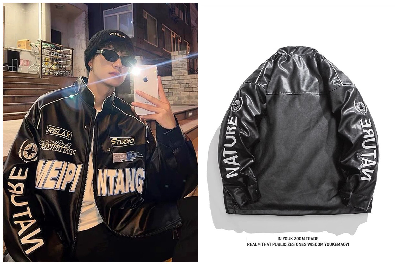 Picture of American-style Biker Jacket Men's Amazon Foreign Trade Retro Hip-hop Loose All-match Couple Baseball Suit New Jacket