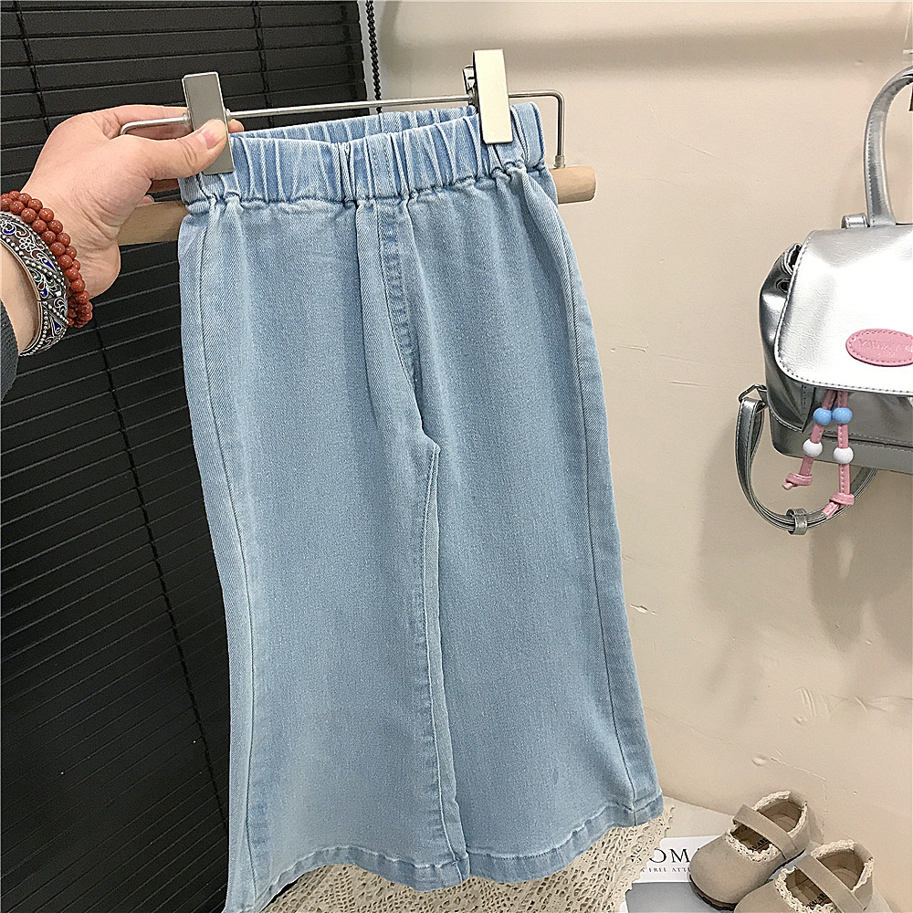 Picture of South Korea Children's Wear Girls' Floral Shirt Top New Children's Denim Flared Pants Baby Girl Shirt Spring and Autumn