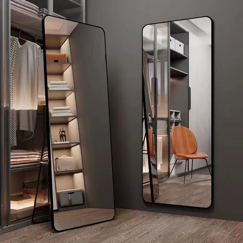 Full-Length Floor-To-Ceiling Mirror Internet Celebrity Simple Girl's Rounded Corner Home Fitting Mirror Horizontal Dressing Student Dormitory Clothing Store