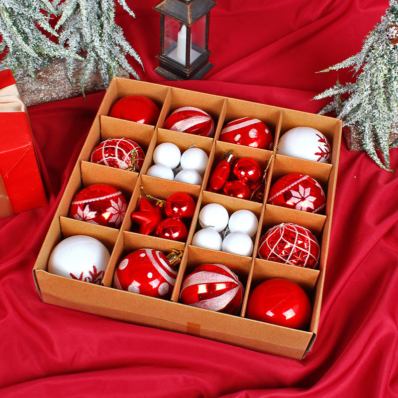 Picture of Zhuran Christmas Ball suit Christmas Tree Painting Ball Hanging Pendant Electroplated Ball Holiday Decoration Ball Mixed Gift Box