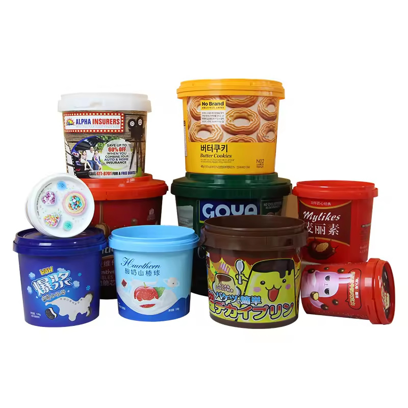 Custom Label Cookies Ice Cream Leak-Proof Plastic Bucket