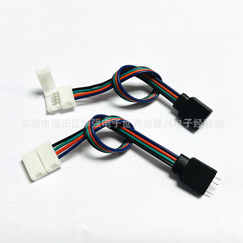 4p 10mm5050RGB colorful LED light bar welding-free buckle turn sheath male pin female controller connection line