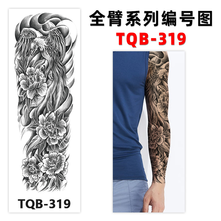 Factory spot wholesale full arm tattoo stickers men and women sexy big flower arm stickers handsome waterproof black and white animal stickers