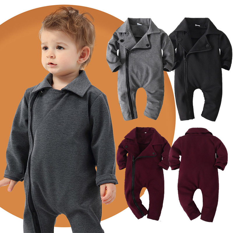 European and American Baby Male Siaman Hakka Gentleman Suit Collar Suit Infant Spring and Autumn Solid Color Long Sleeve Hakka Siaman