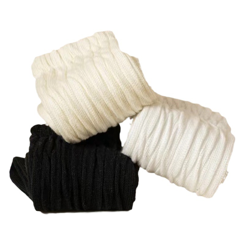 Mid-calf pile socks knitted thick line autumn and winter socks women's white trendy cute gray stockings casual calf socks