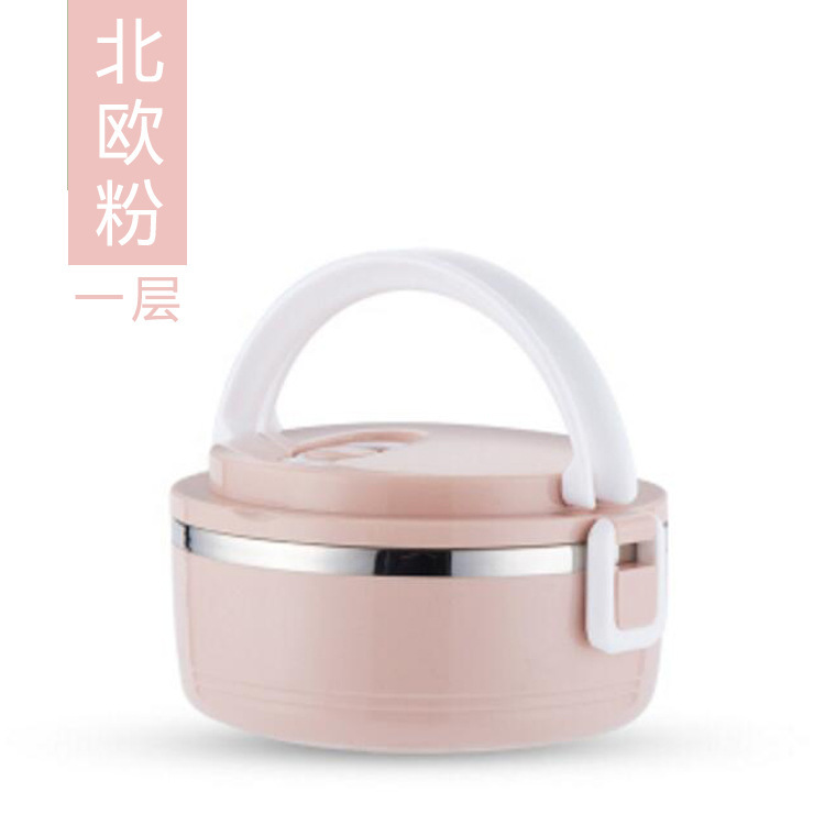 Picture of Stainless Steel Insulated Lunch Box Portable Round Double-Layer Student Lunch Box Multi-Layer Combination Sealed Fresh-Keeping Portable Lunch Box