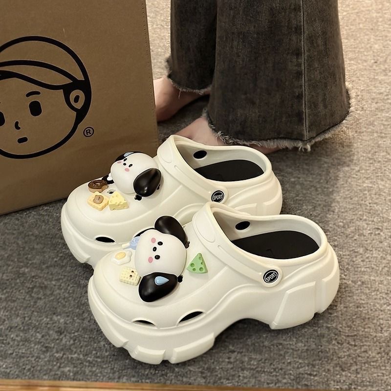 Women's thick-soled hole shoes summer new closed toe outdoor beach drooping platform shoes DAY cartoon slippers for women
