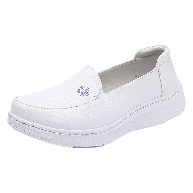 in stock Nurse Shoes Women's Soft-soled Cowhide Comfortable Autumn and Winter Leather Shallow Mouth Thick-soled Non-slip Work Shoes for Cross-border Foreign Trade