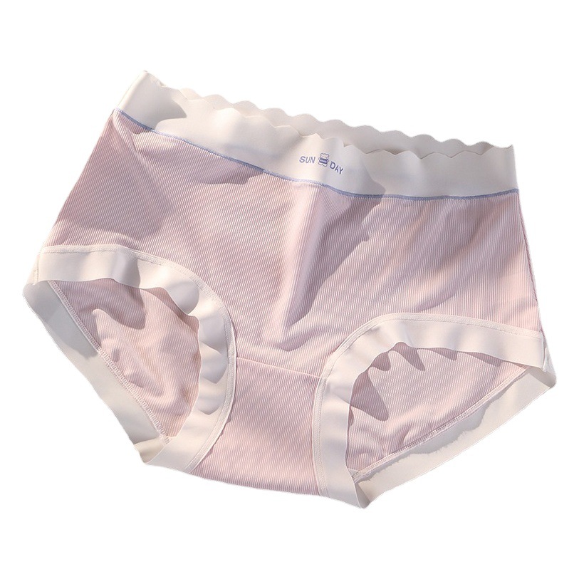Ice Silk Panties Women's Large Size 100kg Pure Cotton Crotch Polylactic Acid Antibacterial Japanese Style Girls Mid-Waist Seamless Briefs