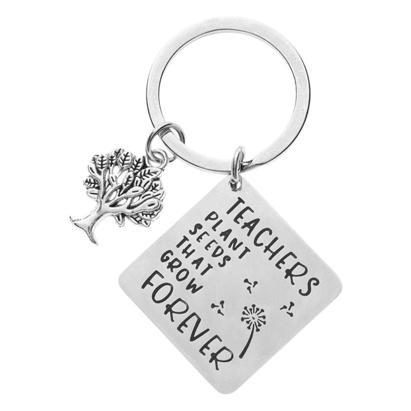 Tree of Life teacher plant seeds that grow forever teacher's Day titanium steel keychain