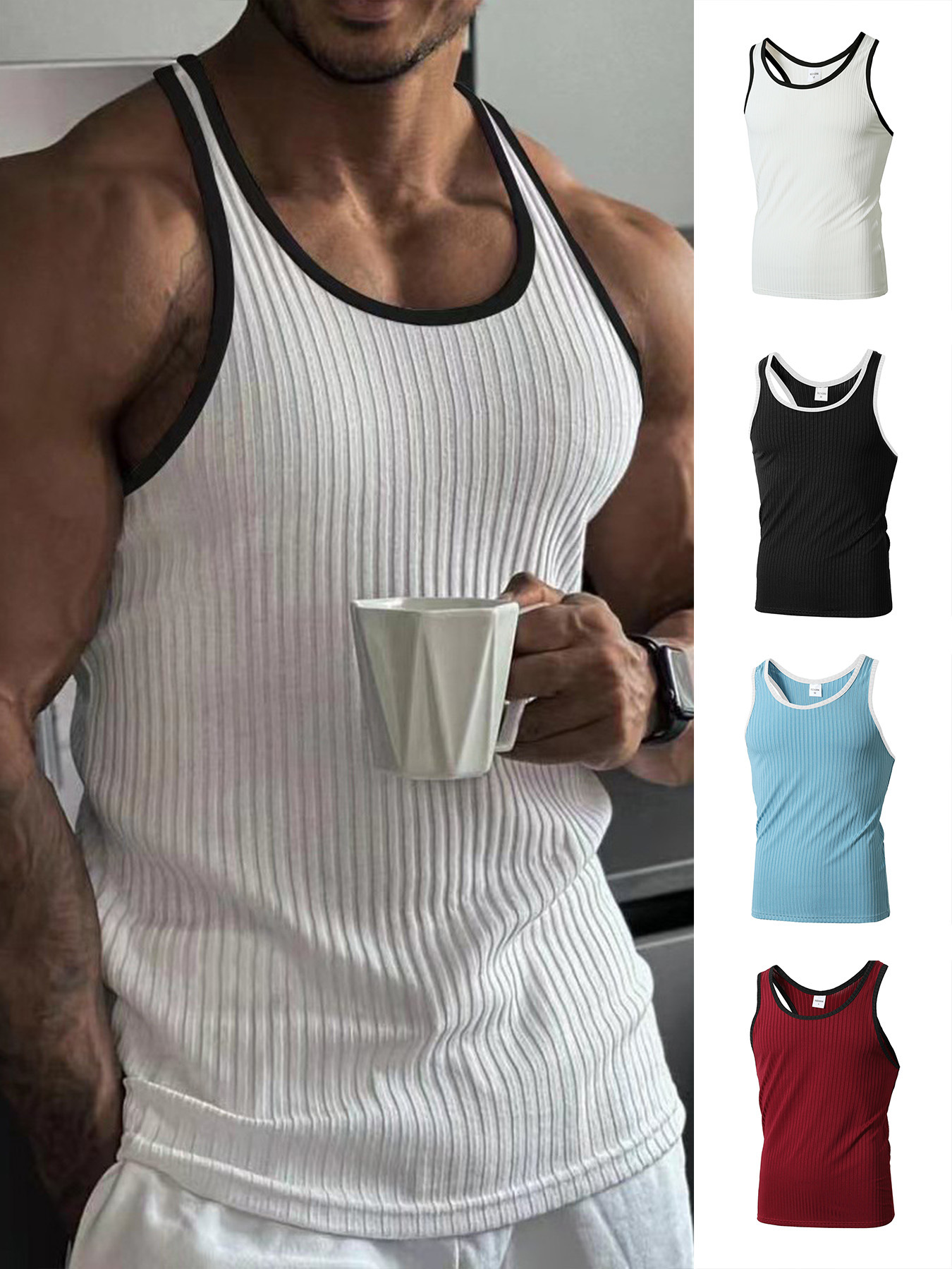 Muscle Fitness Brothers Summer New Fitness Vest Men's Top Outdoor Running Leisure Sports Sleeveless I-word