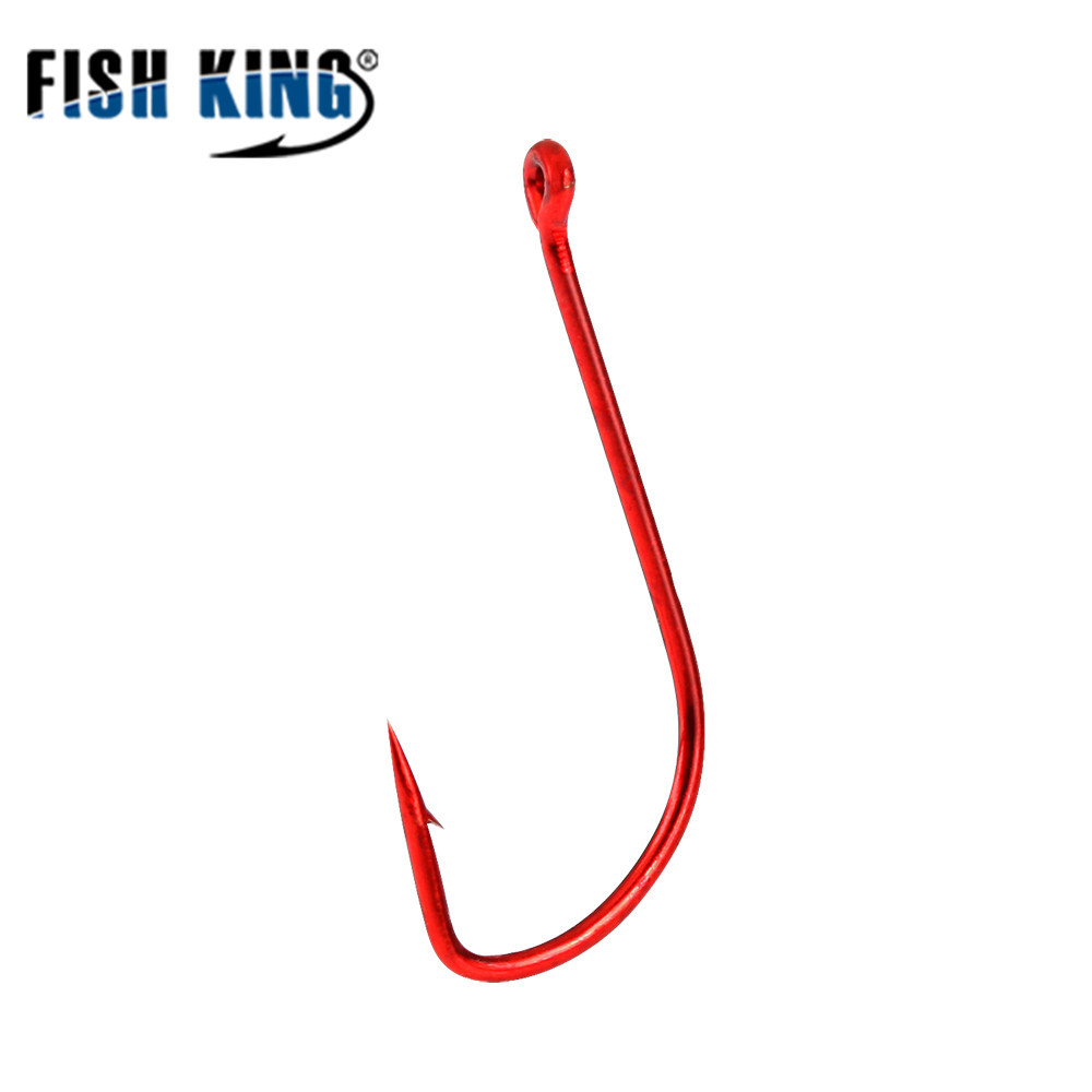 Fishking Red Tube Iseni Fish Hook Bag 10Pcs with Barbed Sea Fishing High Carbon Steel Cross-Border Wholesale