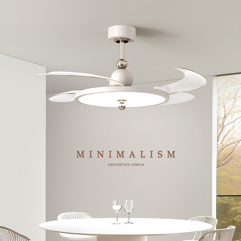 2025 New Invisible Fan Lamp Eye Protection Household Variable Frequency Silent Ceiling Fan Lamp Living Room Dining Room Bedroom Fan Chandelier