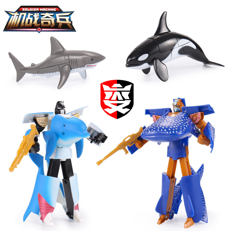 Picture of Ocean Park Kingdom deformation Dolphin great white shark Tiger whale shark aquarium robot Educational Toy Machine battle soldiers