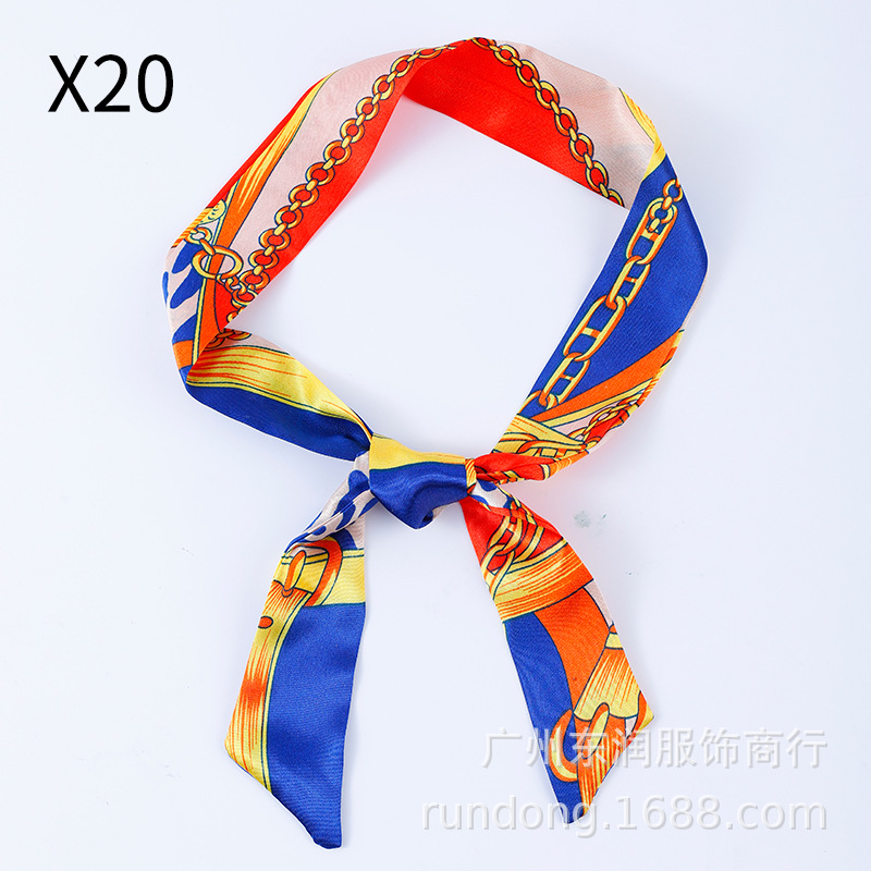 Picture of Silk Scarf Wholesale Long Beveled Small Silk Scarf Double-layer All-match Hair Belt Ribbon Decoration Tie Bag Hand Gift Box Silk Scarf