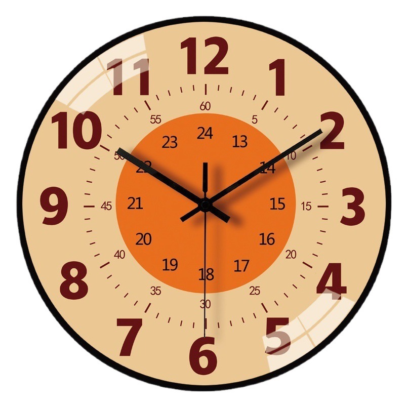[12 Inches 30cm] Wall Clock Living Room Simple Cartoon Early Education Clock Wall Hanging Creative Fashion Decorative Wall Clock