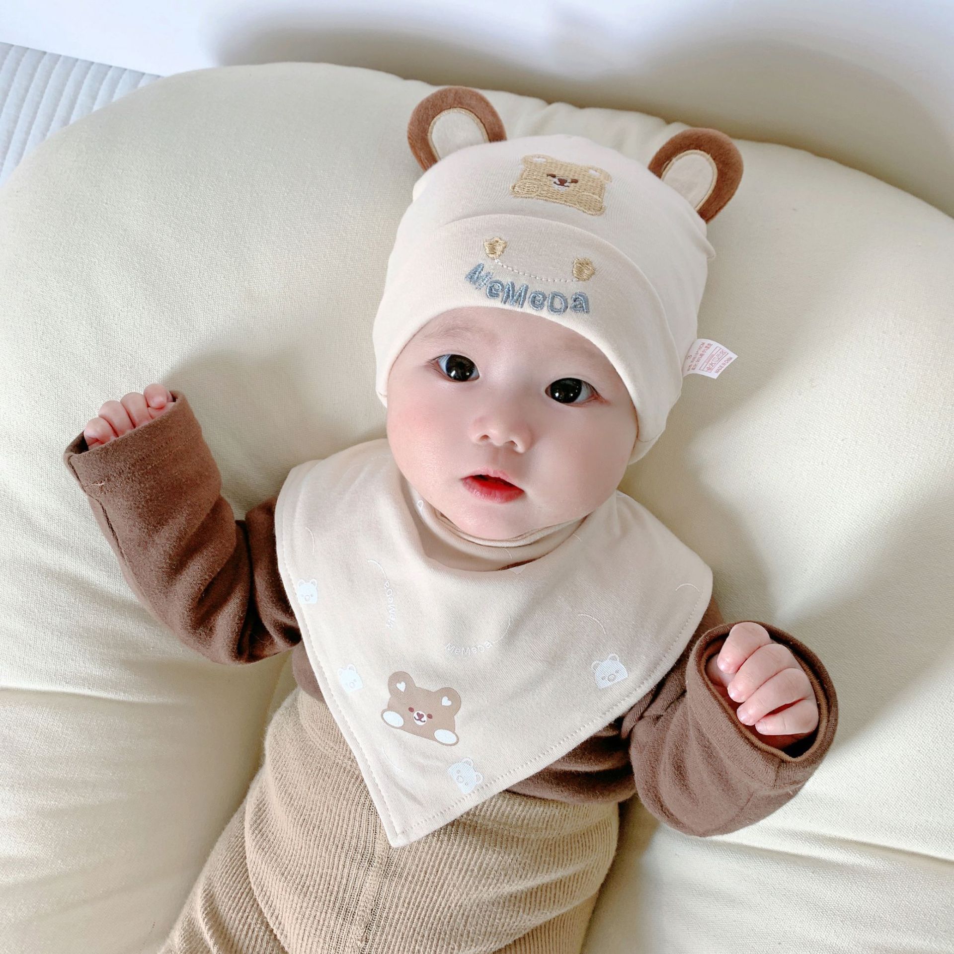 Picture of Katu Bear Infant Hat Spring & Fall 3-6-12 Months Male and Female Baby Pullover Hat Cotton 100-Day Sleeping Hat