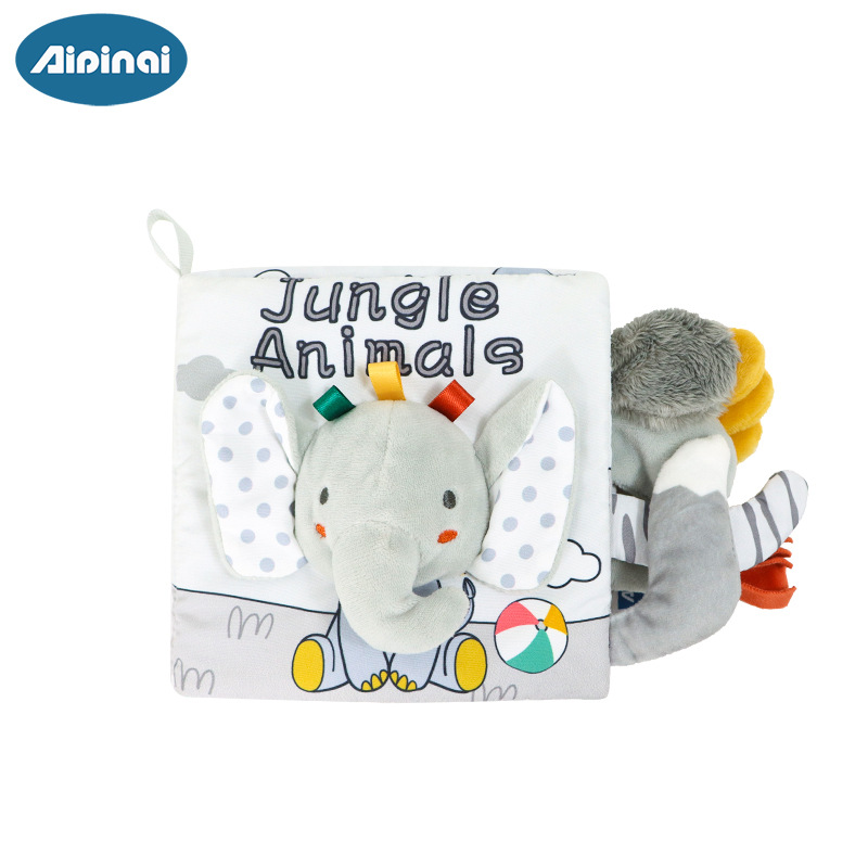 Picture of Aipinqi's New Visual Gray and White Tail Cloth Book Baby Can Not Tear Cloth Book Can Chew Stereo Book Toy