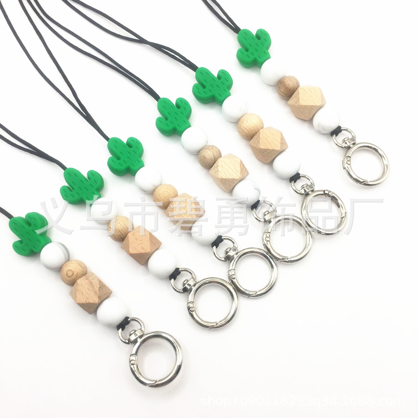 Ins fashion silicone beaded lanyard keychain pendant necklace student ID card pendant strap keychain