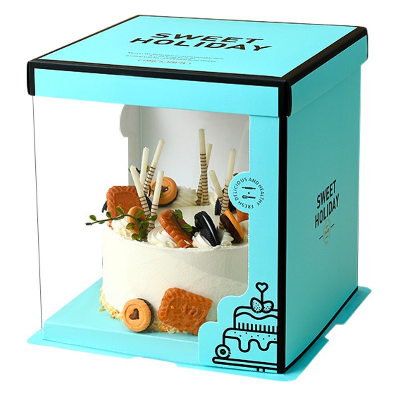 Birthday cake box packing box 6-inch 6-inch 8-inch 10-inch 12-inch square heightened oil painting translucent New